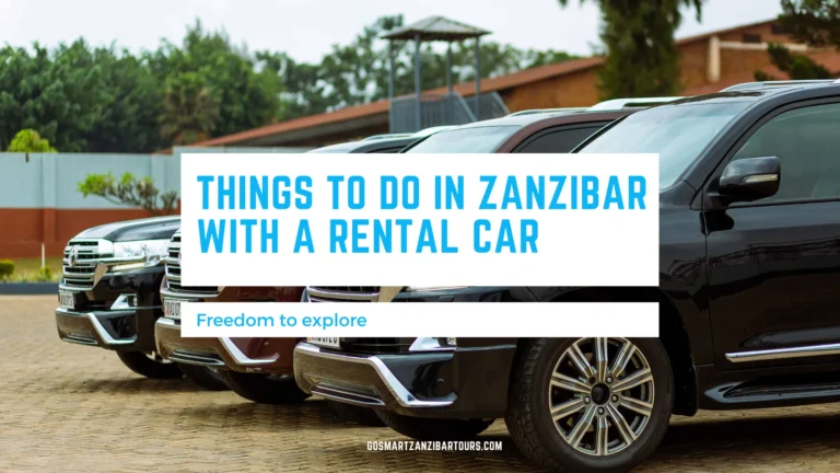 Rental car on a road in Zanzibar